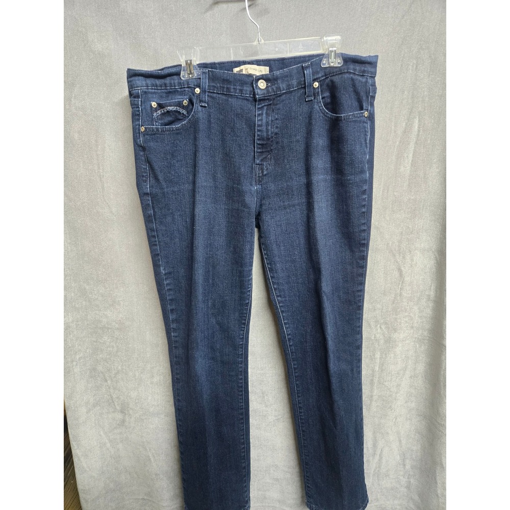Levis 505 Straight Leg Jeans Womens 18M Dark‎ Wash Denim Stretch Blue 18 Medium